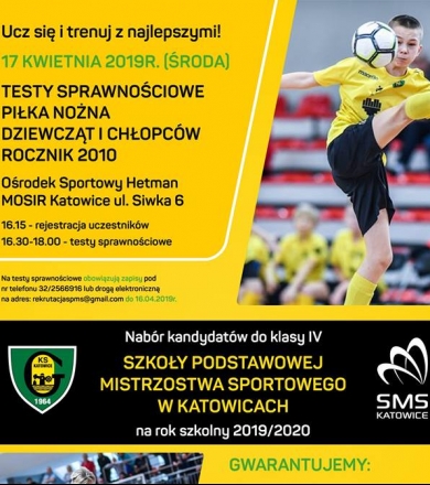 REKRUTACJA 2019/2020 – PIŁKA NOŻNA KLASA 4 SP