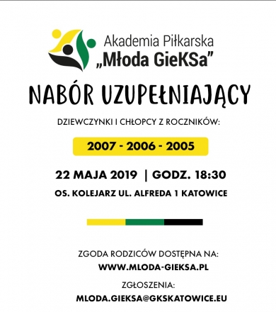 NABÓR UZUPEŁNIAJĄCY DO AKADEMII PIŁKARSKIEJ ''MŁODA GIEKSA''